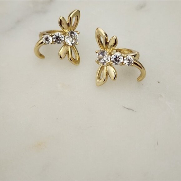 Mini Gold Plated 14k Color Butterfly Earrings - Picture 2 of 4